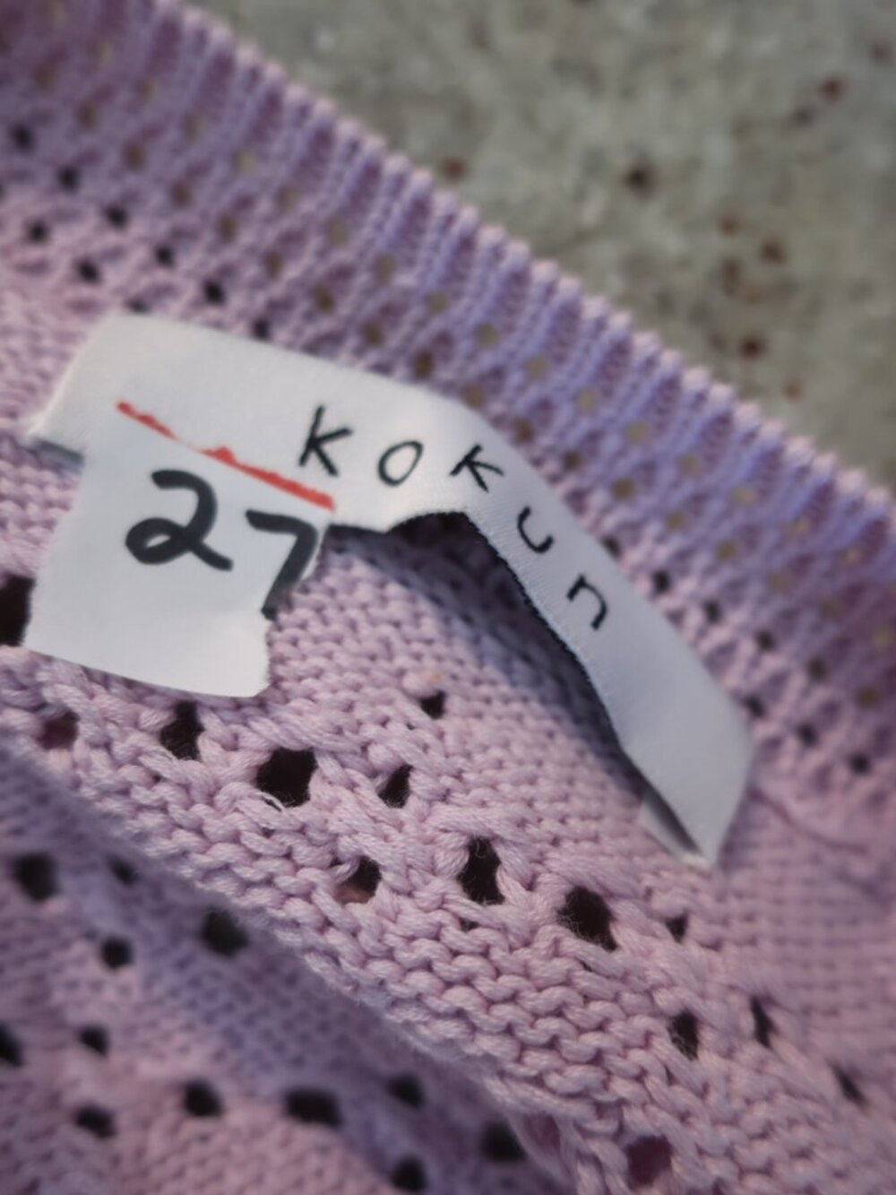 Womens Kokun Lilac (Item- 27) Open Knit V-Neck Cotton Cardigan Sweater XS - Picture 8 of 9